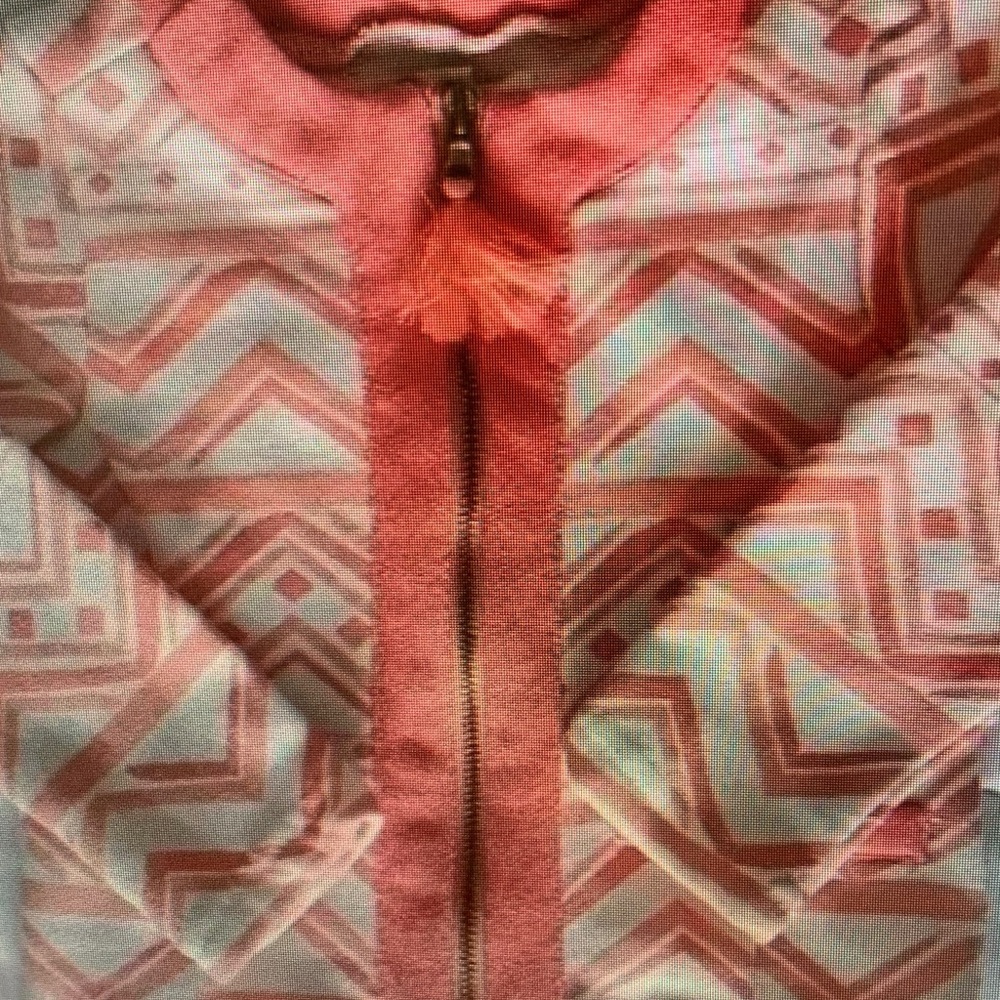 Geometric Patterned Pink Kids Jacket